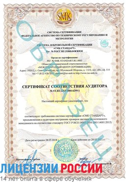 Образец сертификата соответствия аудитора №ST.RU.EXP.00014299-1 Брянск Сертификат ISO 14001